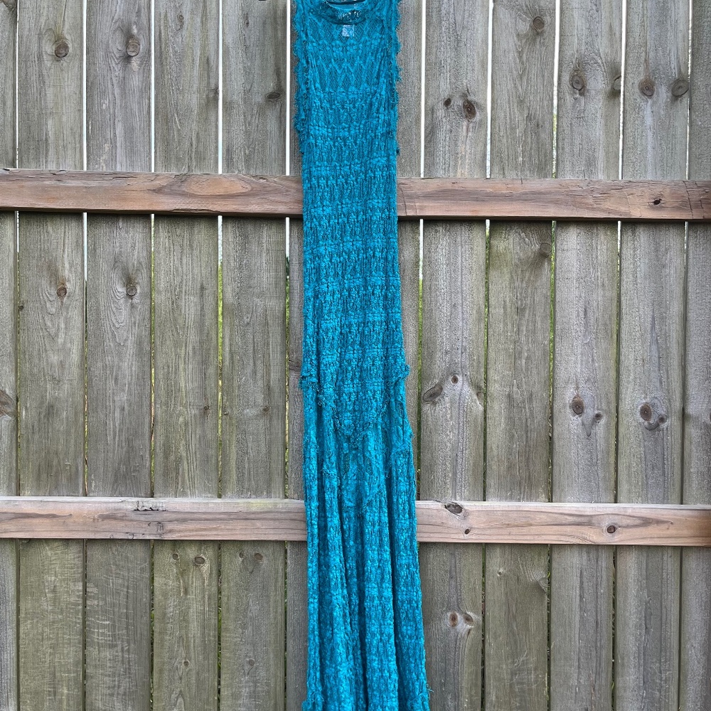 RARE Nightcap Clothing x Free People Teal Lace Maxi Dress Sz 2 | Boho Festival